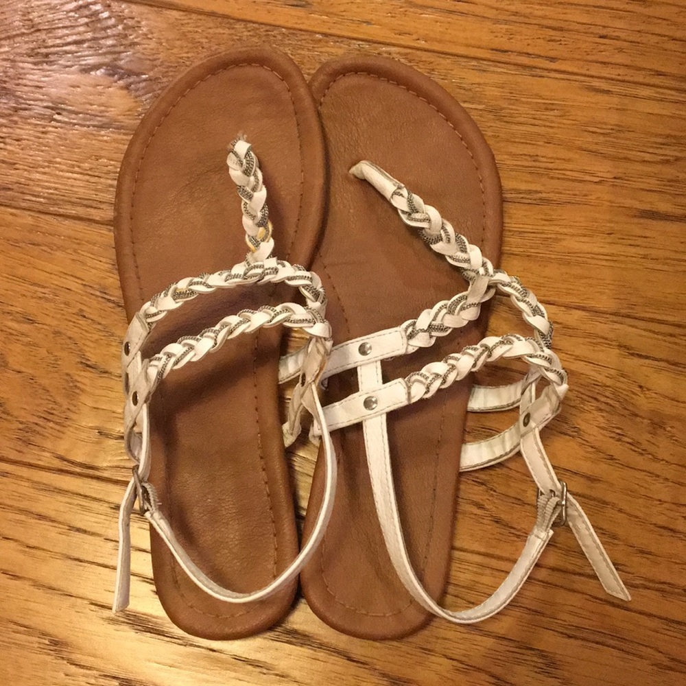 Silver and white sandals